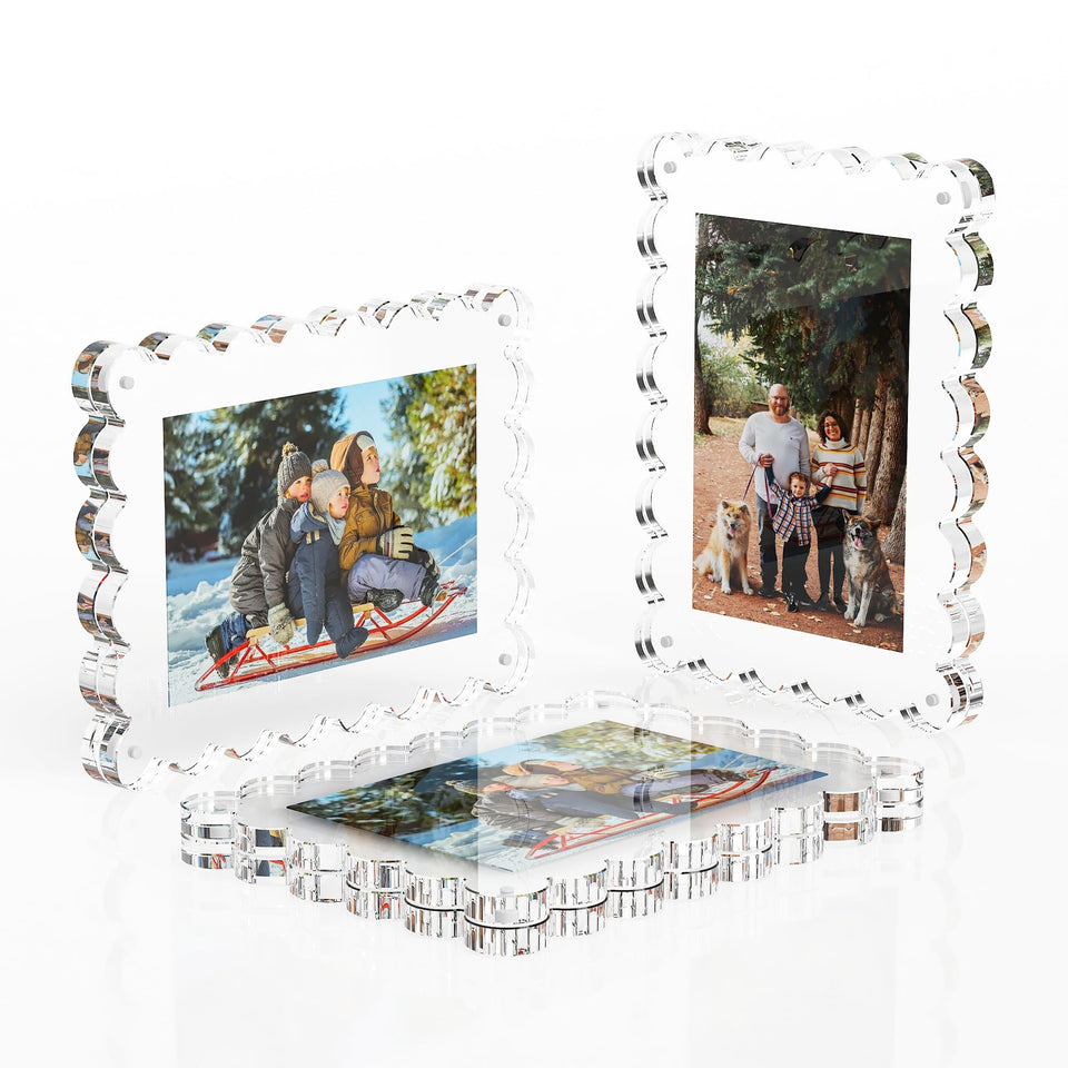 Opps acrylic picture frame 4x6 with magnets for quick photo swaps.
