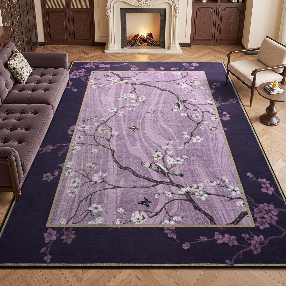 Opreine oriental floral birds rug 4x6 with elegant pattern for living room comfort