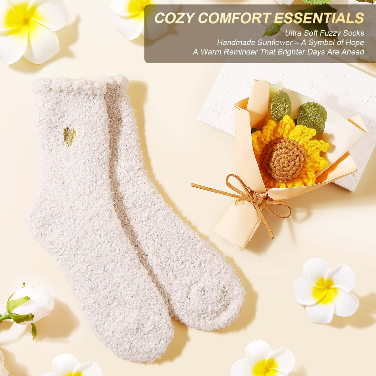 Oprever crochet sunflower adds bright, handmade charm to the gift.