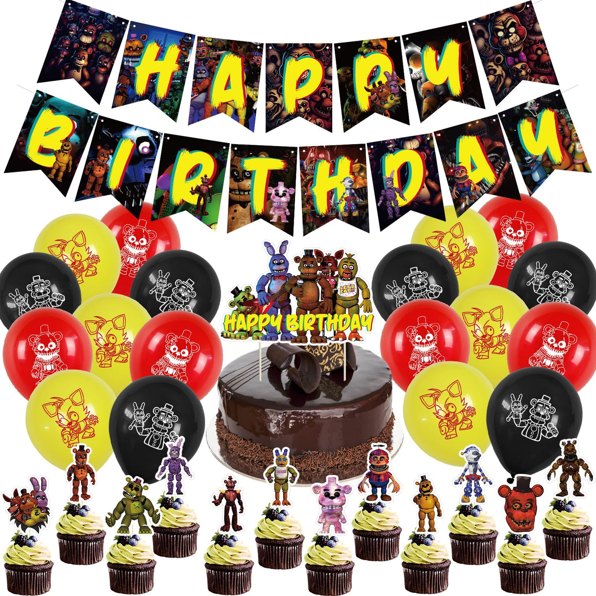 Optiacan Freddy's banner for happy birthday decor serves as a bold wall centerpiece.