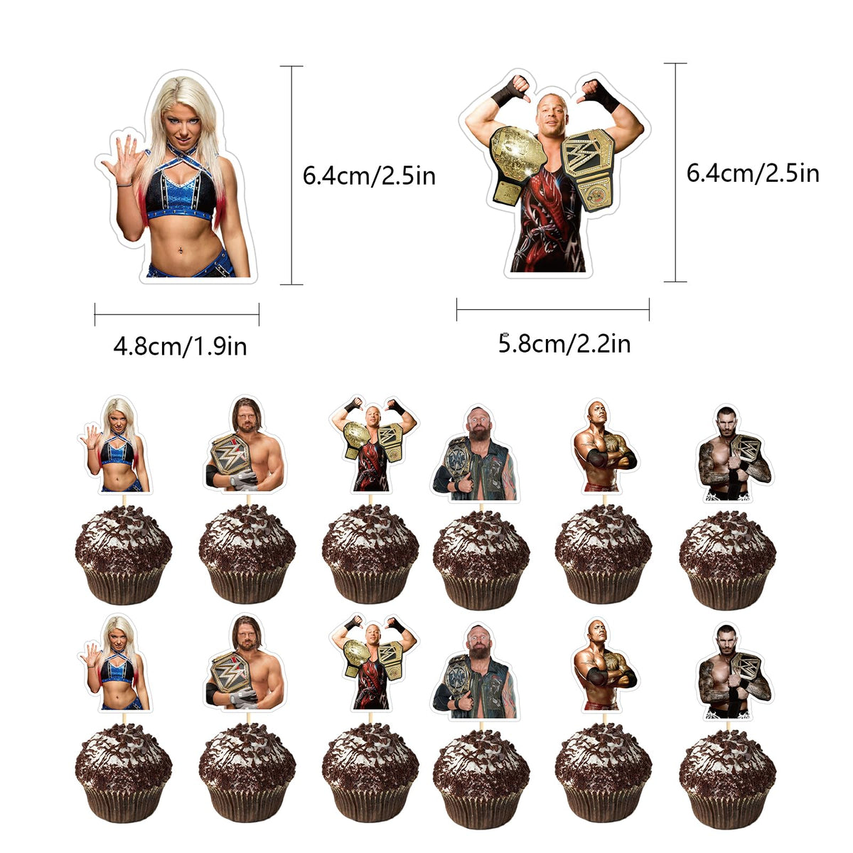 Optiacan large wrestling cake topper enhances centerpiece and photo moments.