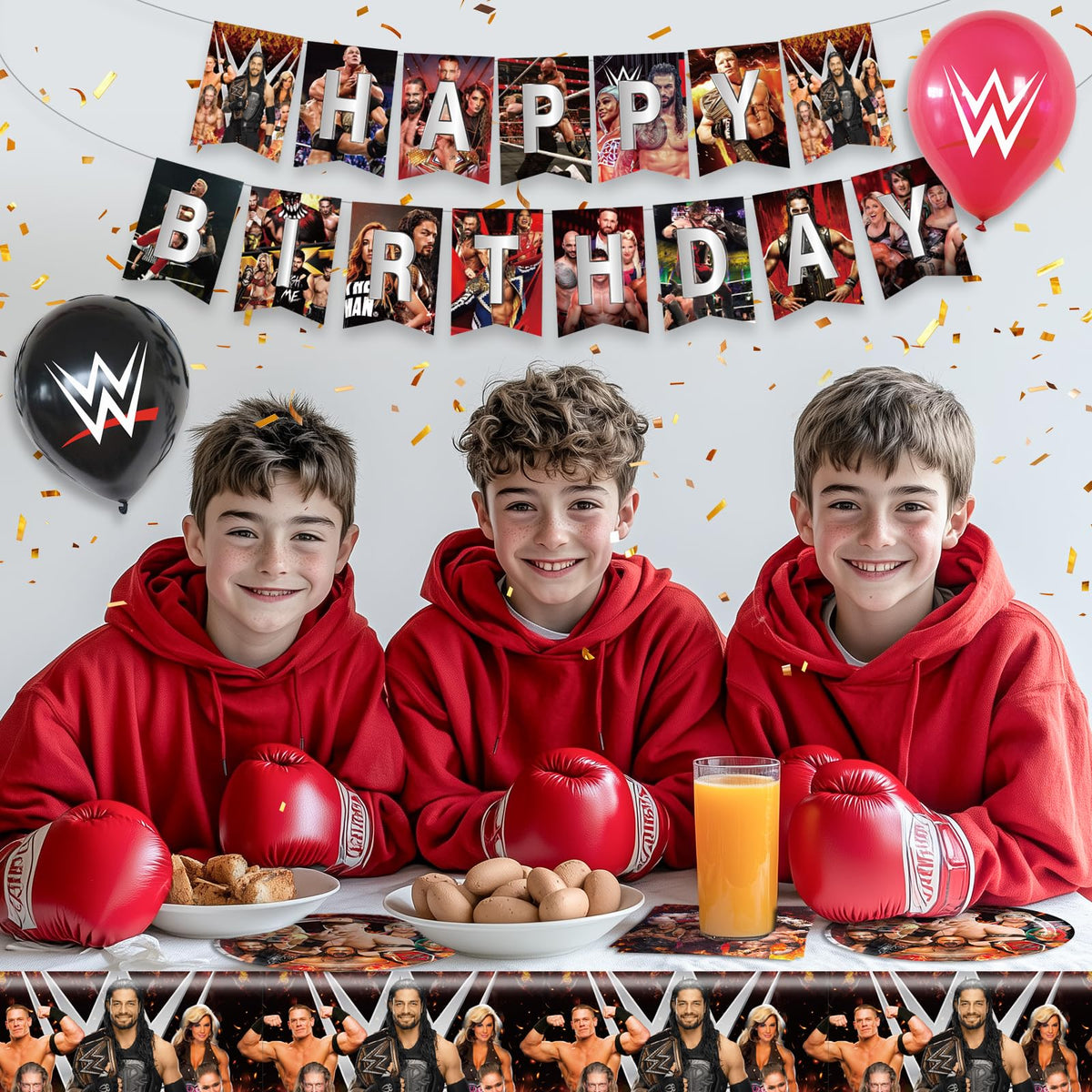 Optiacan wrestling party decor set close-up adds themed flair to celebrations