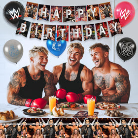 Optiacan wrestling party setup idea showcases full decor kit for easy event styling