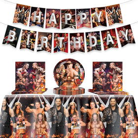 Optiacan wrestling plates close-up showing sturdy disposable dinnerware for easy cleanup after festivities