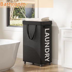 Optish reinforced side handles enable easy lifting and transfer of laundry.