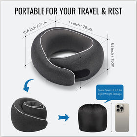 Optixion ergonomic-contour travel pillow demonstrates natural neck posture during journeys.