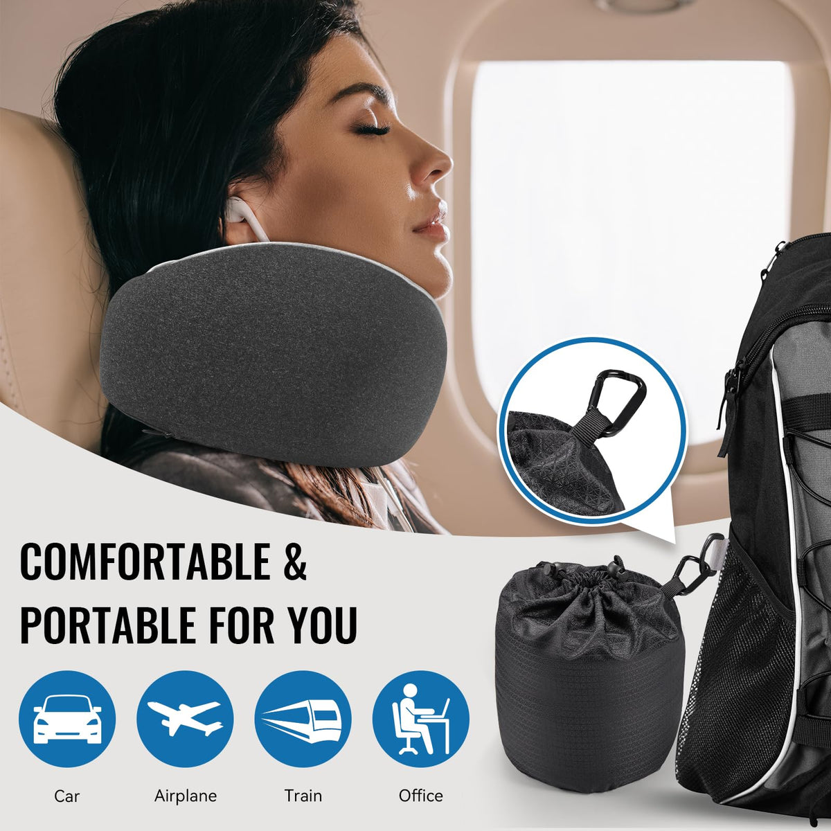 Optixion travel neck pillow removable-washable-cover enables easy cleaning after trips.
