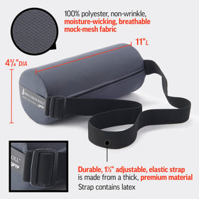 Removable moisture-wicking cover on the OPTP lumbar roll for easy cleaning.