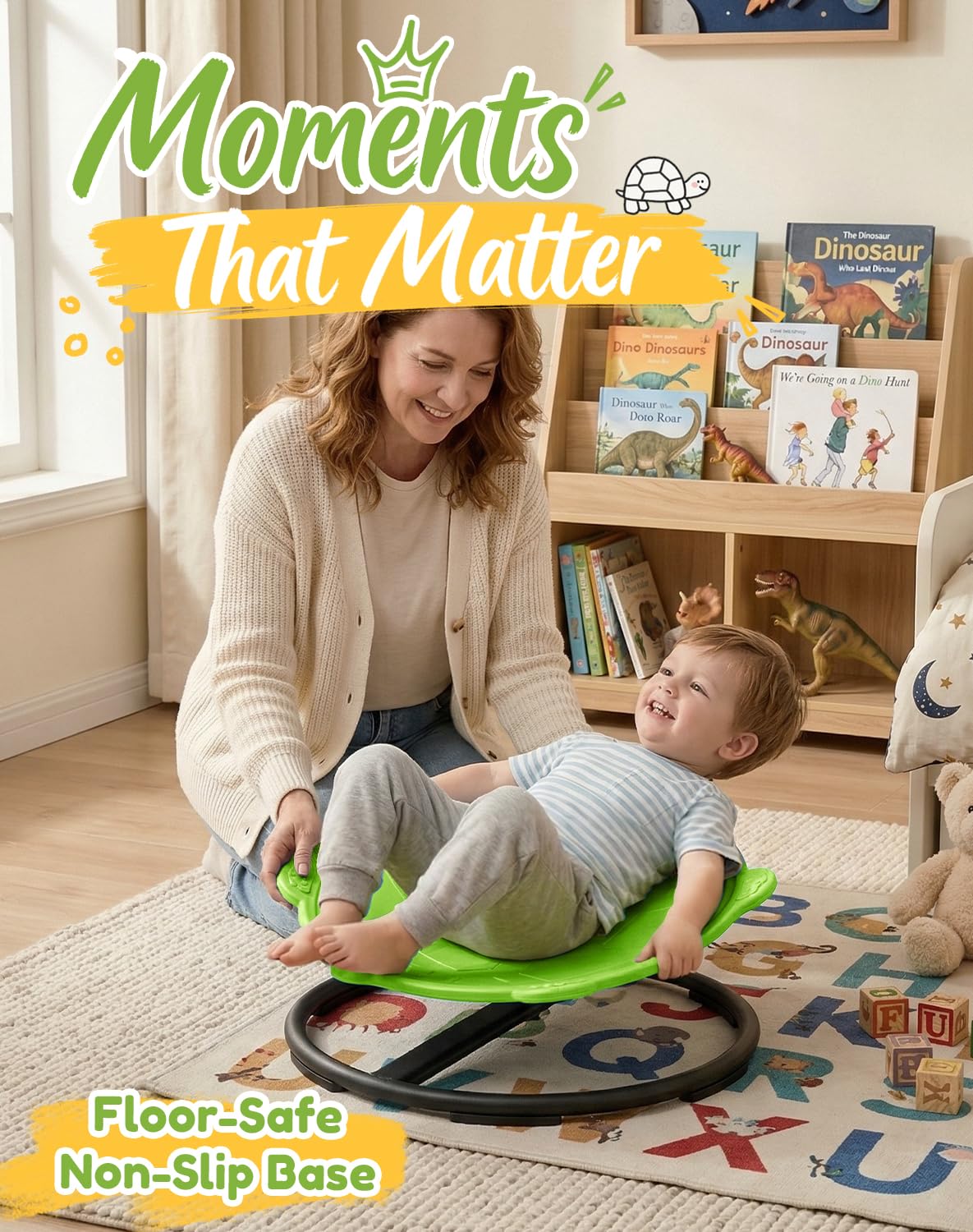 Oranmew Turtle chair base non-slip keeps surfaces safe during spins.