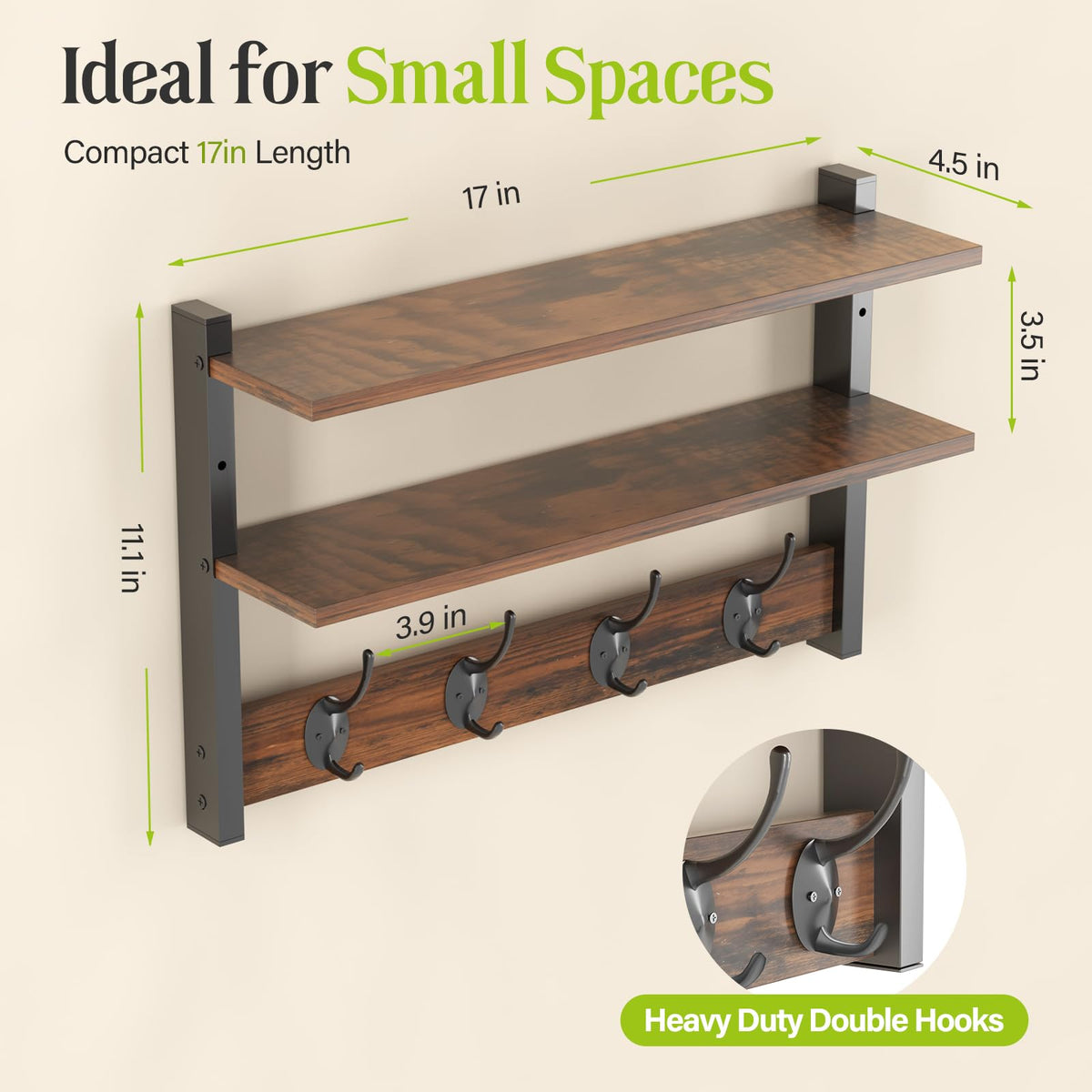 Orapoke 17-inch rustic Brown shelf showing space-saving display
