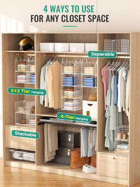 Orapoke foldable design closet organizer allows flat storage when not in use.