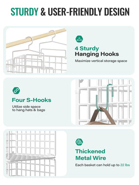 Orapoke sturdy metal construction prevents sagging and maintains tidy shelves.