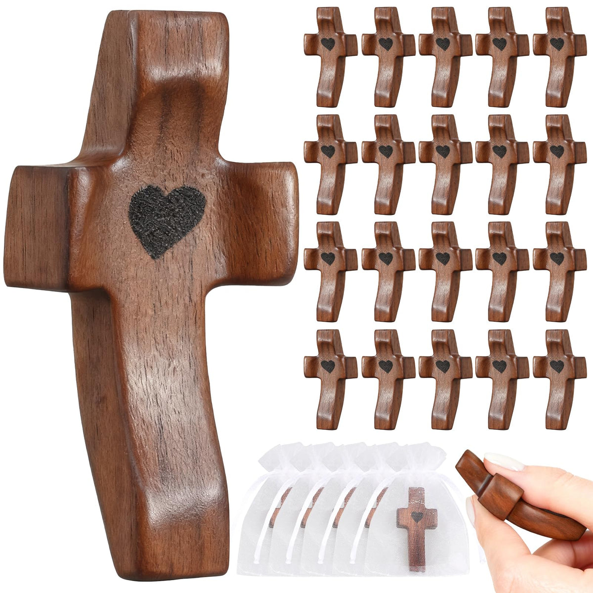OrbitShell pocket cross with organza bag for on-the-go prayer
