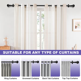 OrbitOasis matte black curtain rod blends with modern decor and textiles.