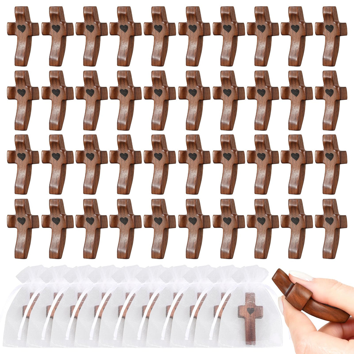 OrbitShell wooden cross bulk pack ready for church distribution and gifting.