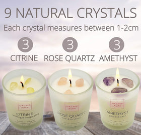 ORCHID AURA natural crystals closeup reveals embedded keepsake stones.