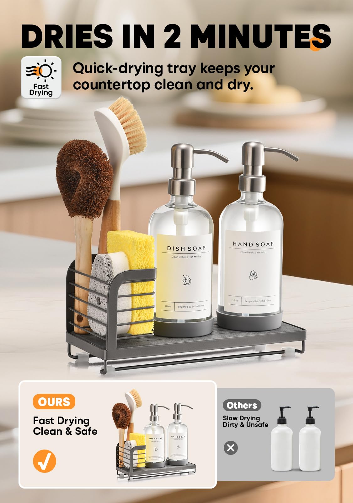 ORCHID HOME diatomite drying tray quickly soaks up drips to keep counters dry.