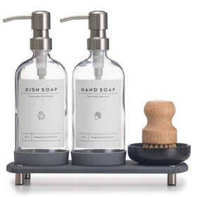 ORCHID HOME luxury kitchen dispenser set bottles emphasize clarity and elegant countertop style