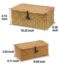 ORDELITE extra-small seagrass basket with lid, perfect for toiletries and cables