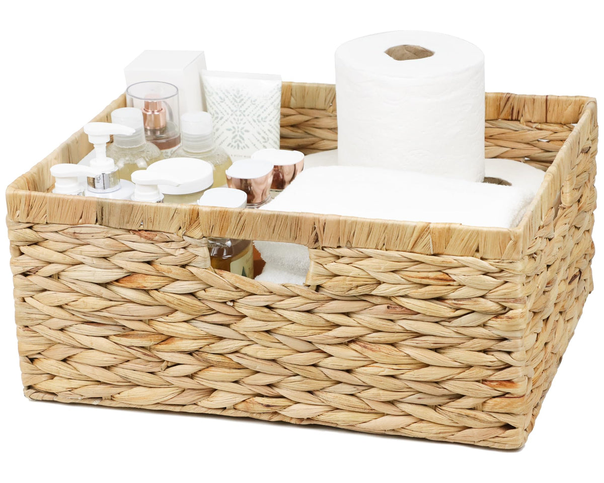 ORDELITE jumbo rectangular wicker basket showcasing natural water hyacinth for durable home organization.