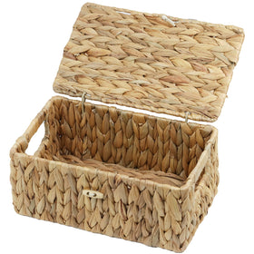 Ordelite small wicker basket with lid closed, ideal for discreetly storing cosmetics or toys.