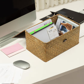 Ordelite basket in kitchen or pantry for neat towels or snacks.