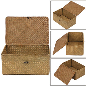 Ordelite wicker basket lid design with secure button closure.