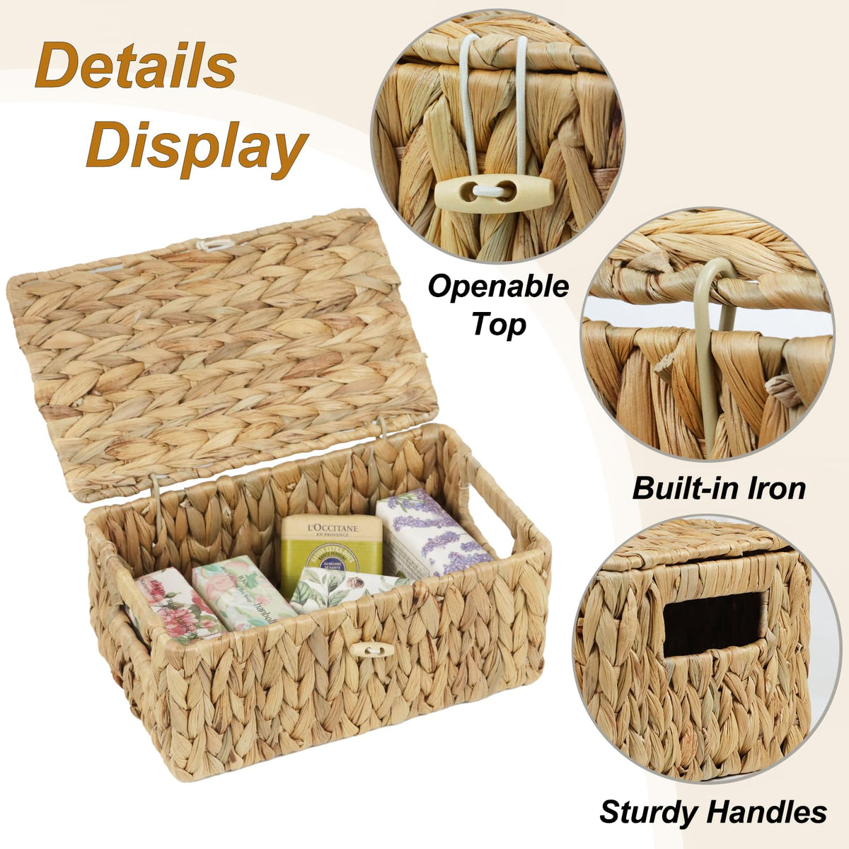 Ordelite woven basket closeup showing natural material and sturdy frame texture.