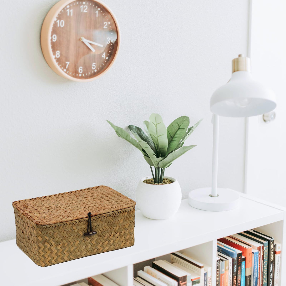 ORDELITE woven seagrass basket stackable for compact living and neat shelves.