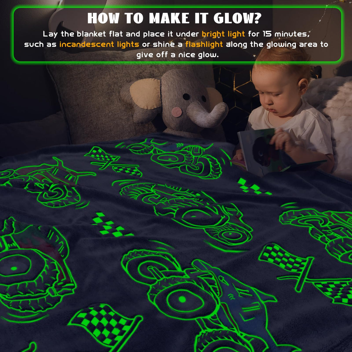 ORDM Glow Blanket Excavator motif supports imaginative play and cozy downtime.