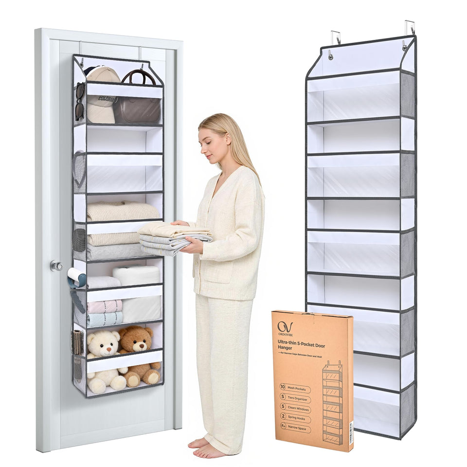 Ordovibe 5 tier ultra-thin over-door organizer with slim profile saves space