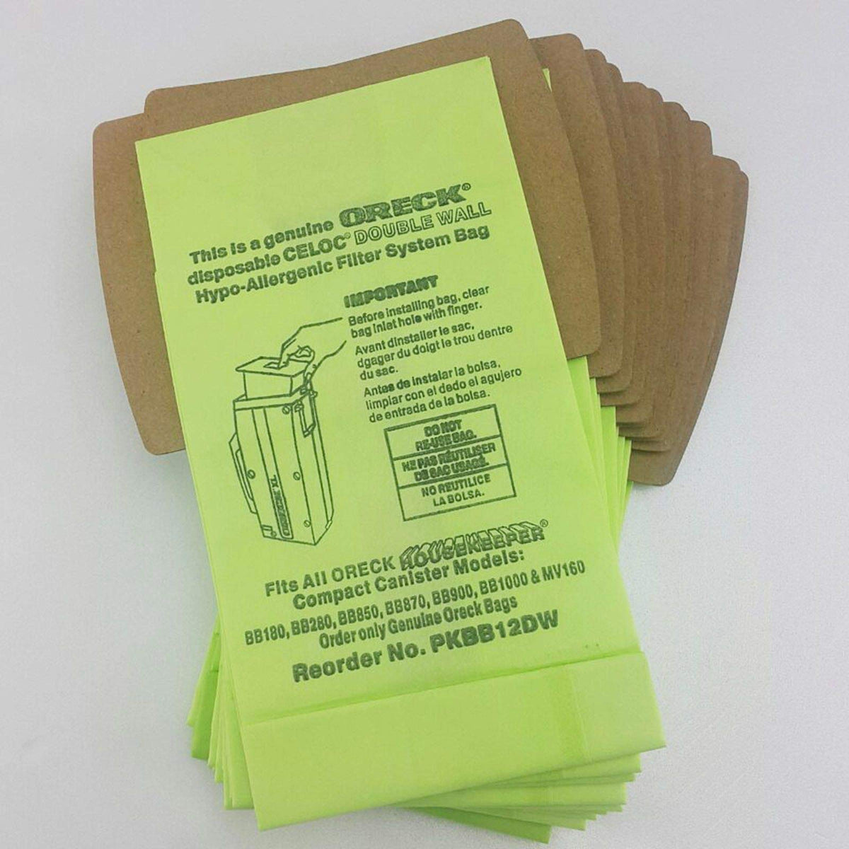 Oreck XL Buster B bag fits compact models for versatile cleaning.