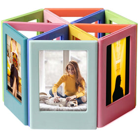 Orga'Neat frame arrangement on a metal surface shows a DIY photo grid.