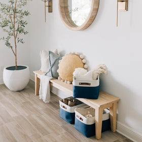 OrganiHaus matching bins create cohesive storage in nursery and bedroom