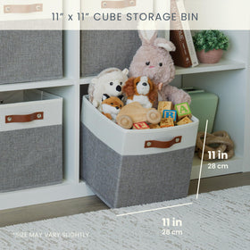 OrganiHaus canvas storage bin in gray and white for versatile organizing.