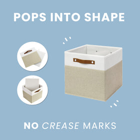 OrganiHaus metal-frame cube bin maintains rigidity during use.