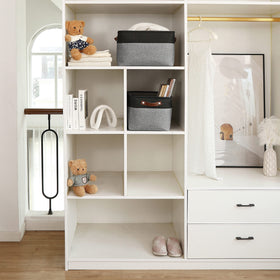 OrganiHaus baskets on pantry and closet shelves for versatile use