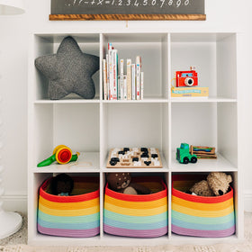 OrganiHaus Rainbow baskets in a nursery create calm, clutter-free spaces