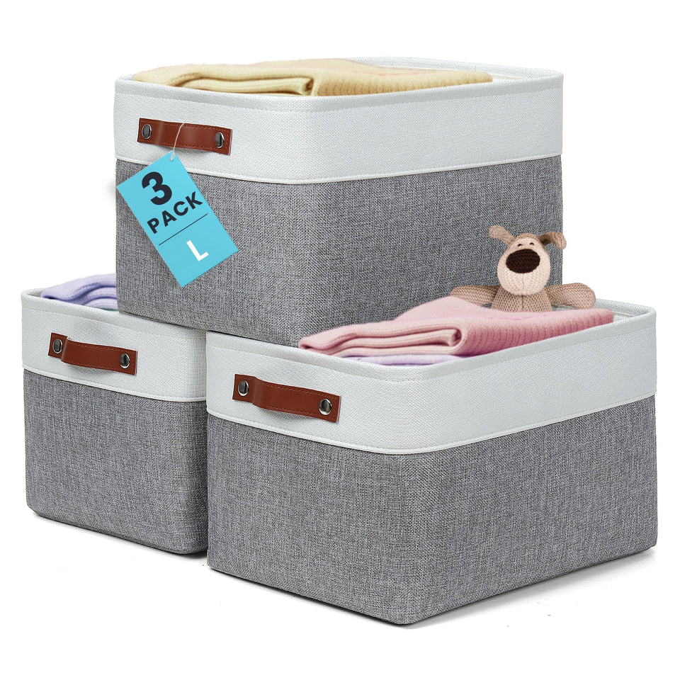 OrganiHaus 15x11in basket front view ideal for shelf organization.