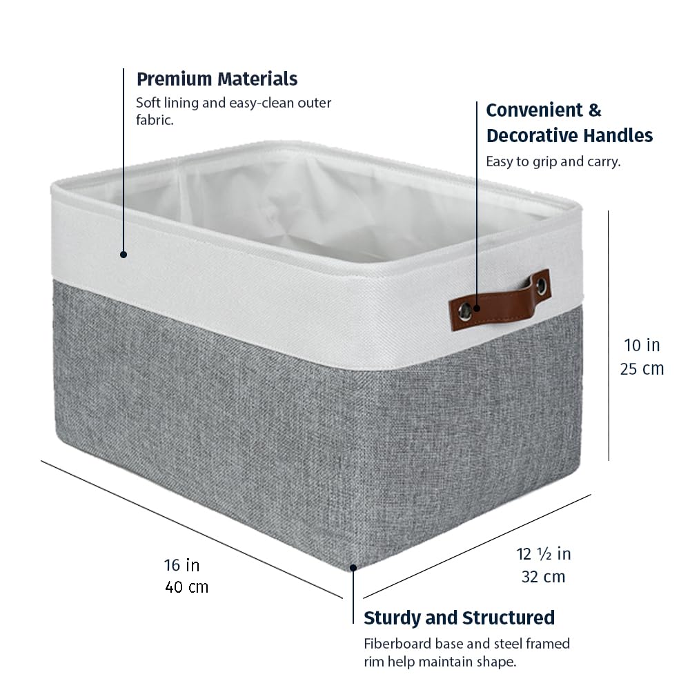 OrganiHaus extra large canvas storage bin keeps blankets neatly folded and accessible.