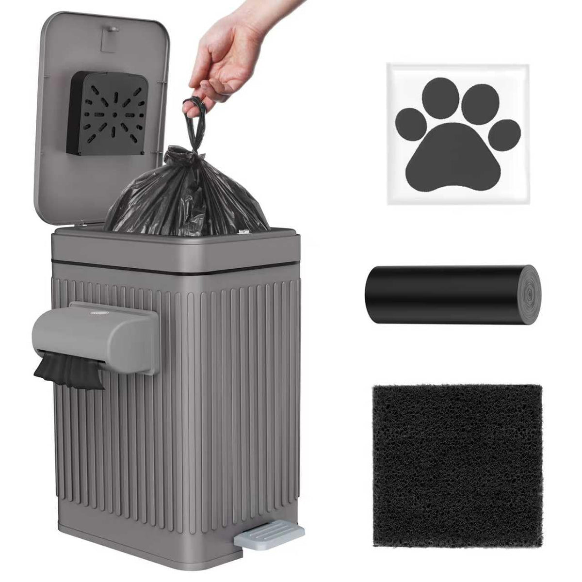 Organizelink durable pedal lid dog poop bin for hands-free waste disposal