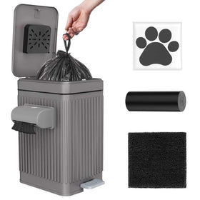 Organizelink durable pedal lid dog poop bin for hands-free waste disposal
