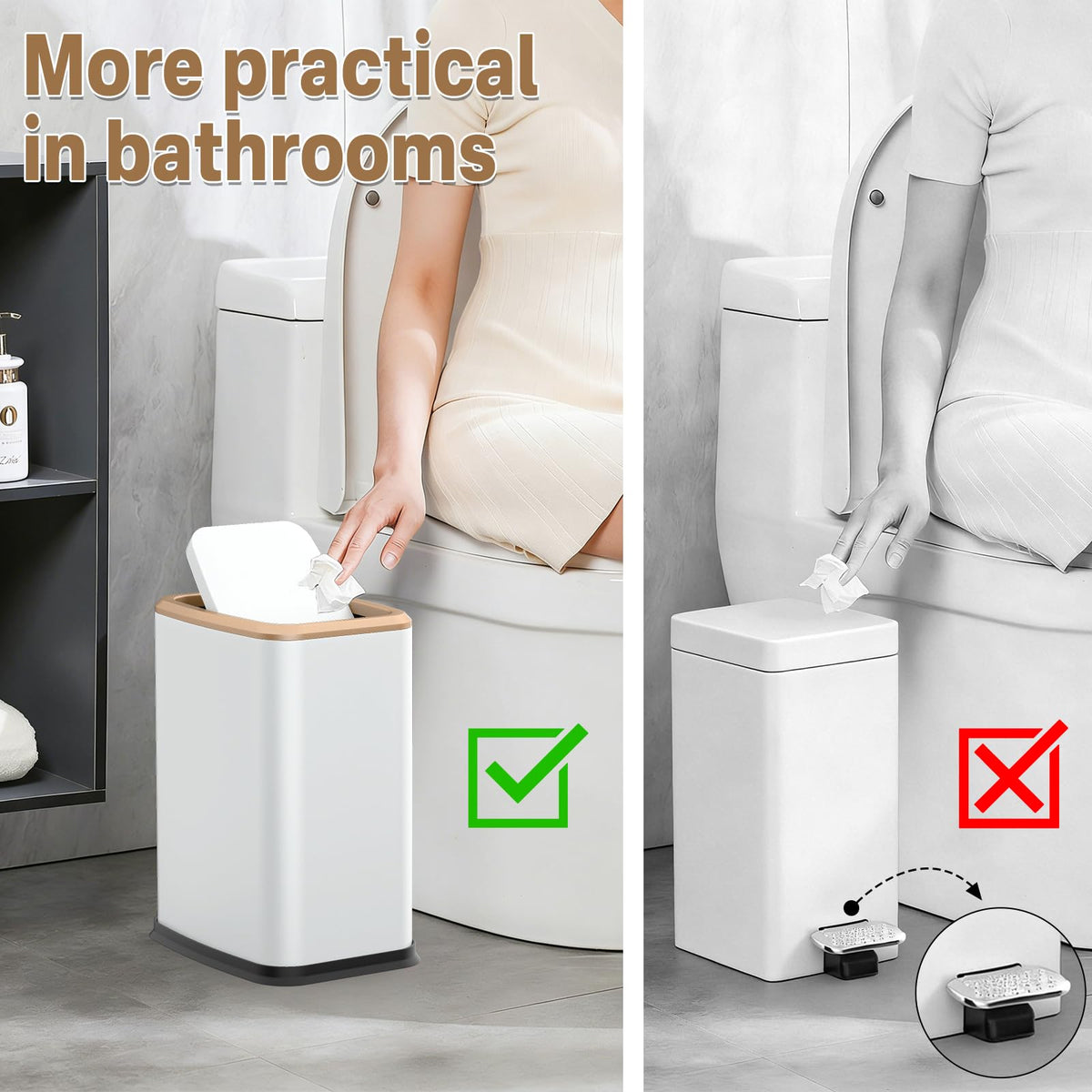 organizelink narrow-space trash can designed for under-sink corners