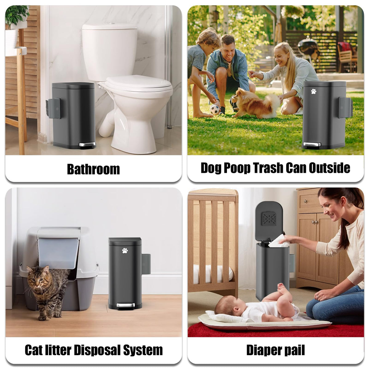 Organizelink stainless steel dog waste bin resists weather and rust.