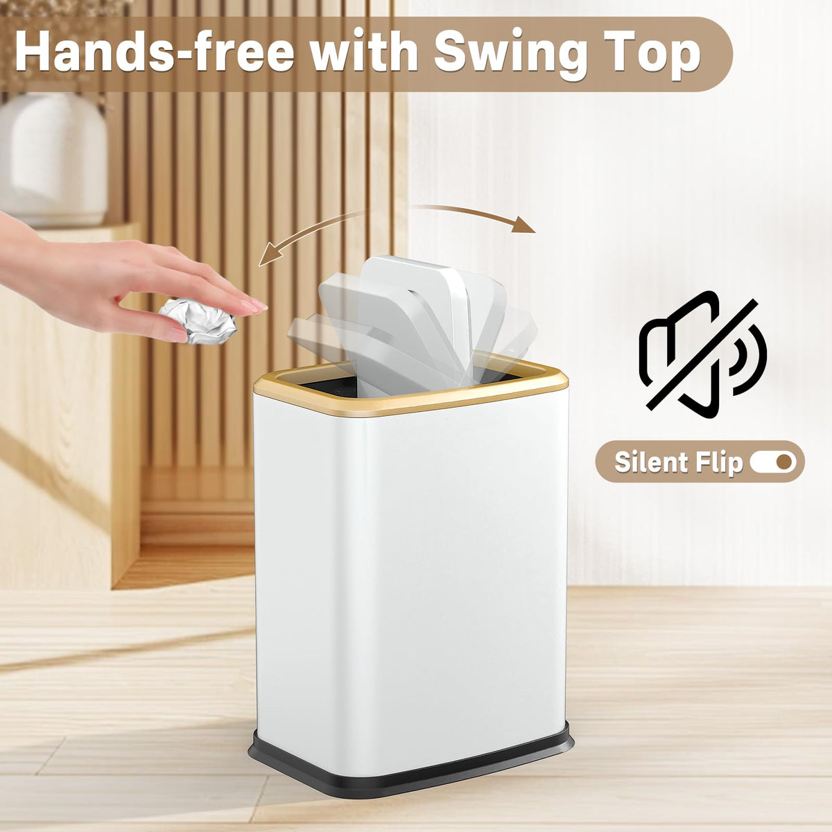 organizelink white trash bin suitable for bedroom or office organization