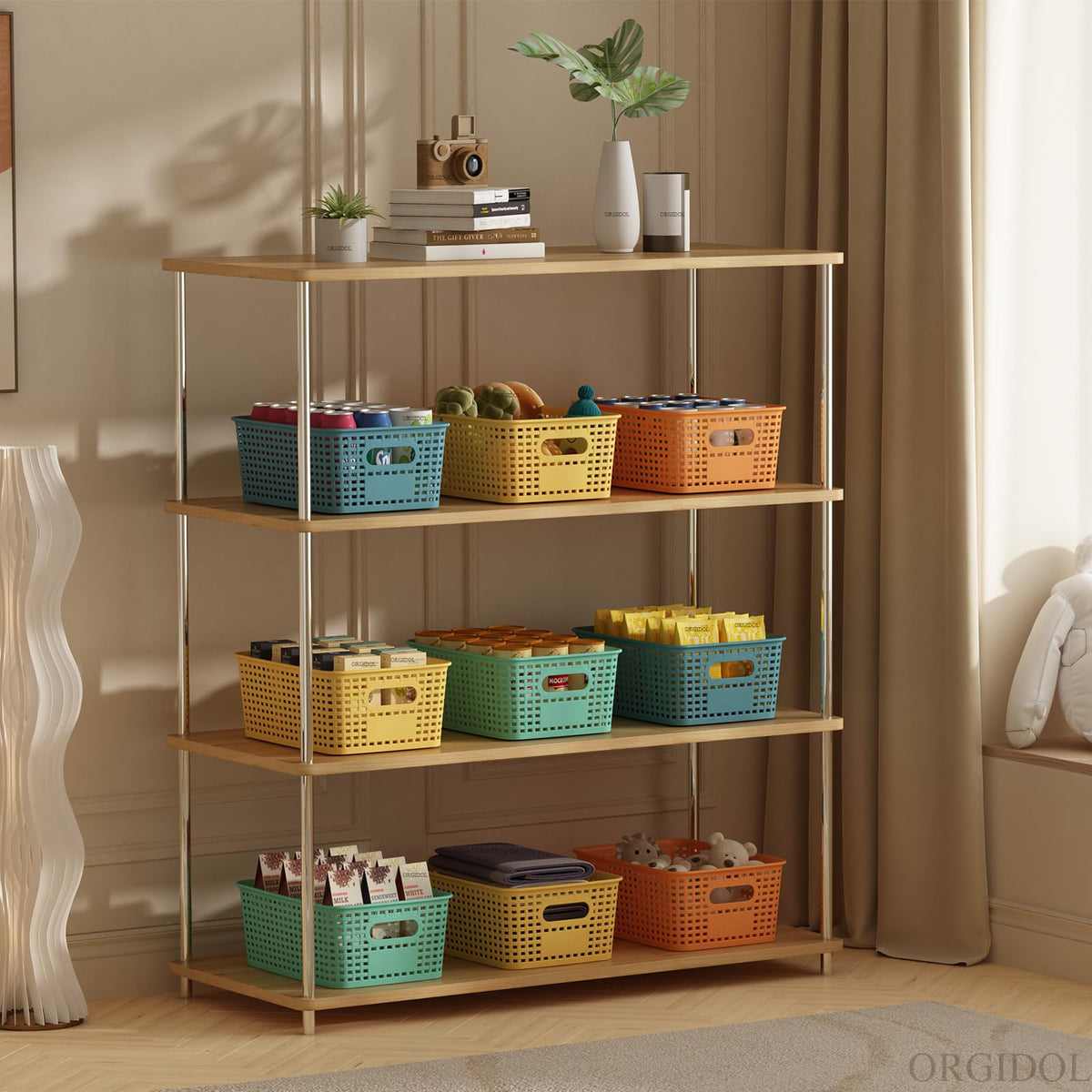 ORGIDOL space-saving plastic storage bin for compact areas