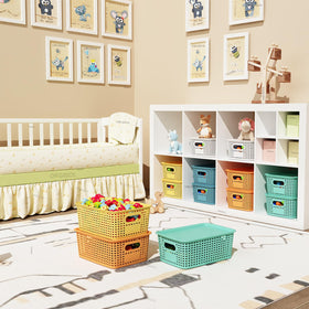 ORGIDOL stackable storage bins with handles for easy pulling