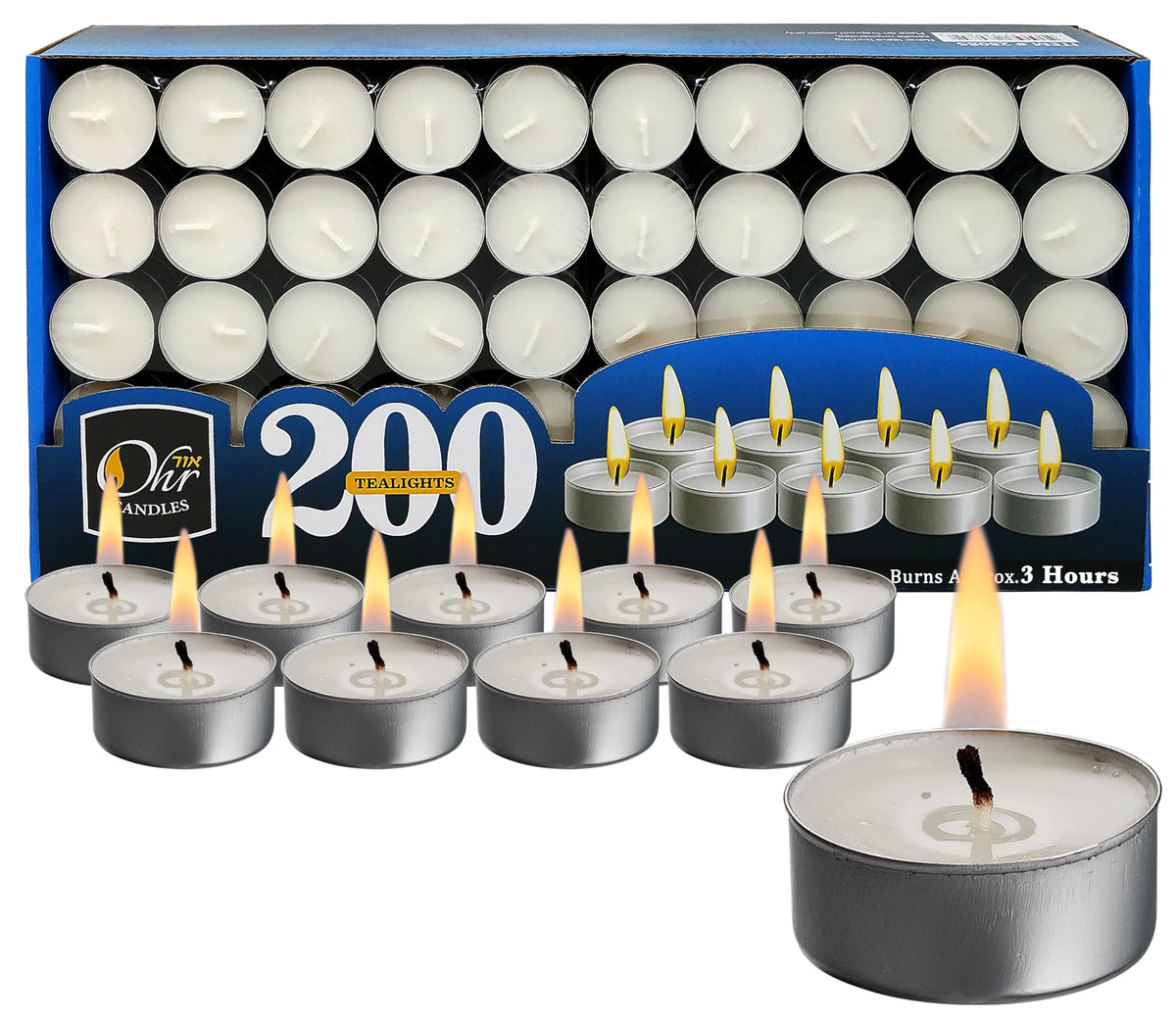 OHR Tea Light Candles bulk pack in white for events and ambient lighting.