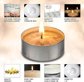 OHR tea light candle removable from tin for easy, custom holders.