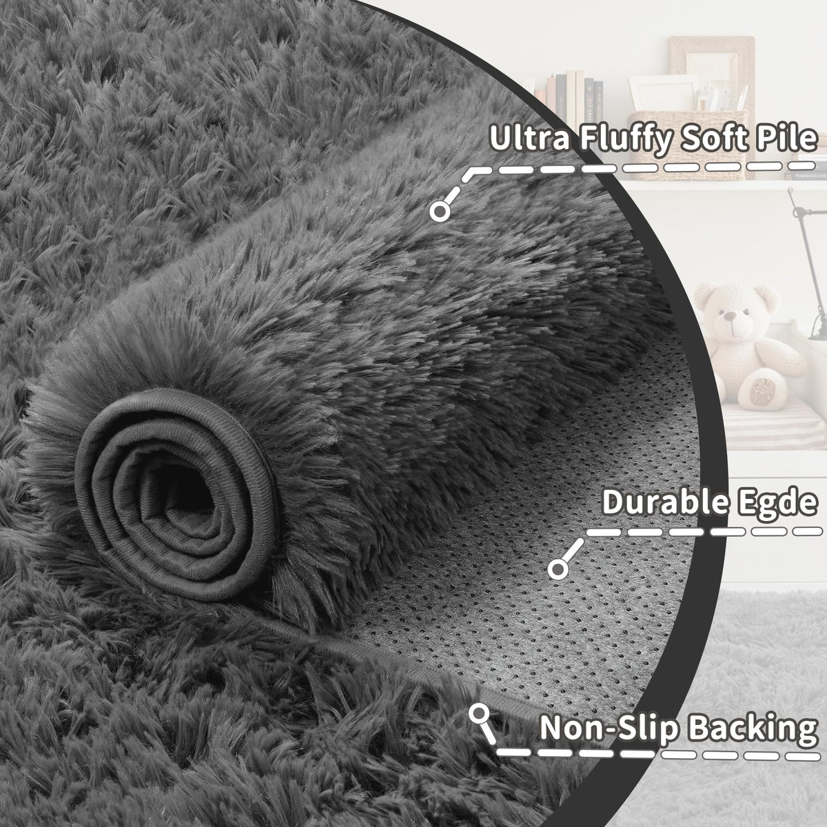 Oriannal fluffy rug wide coverage adds warmth to any space